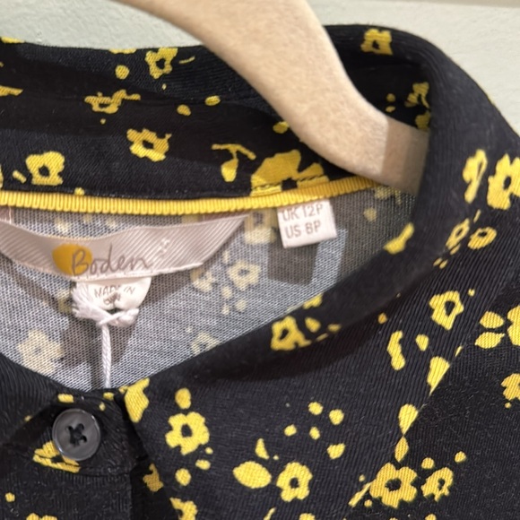 Boden black and yellow button down floral dress (without belt); has pockets! NWT - Picture 2 of 6